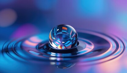 Colorful Water Droplet with Abstract Background and Reflection