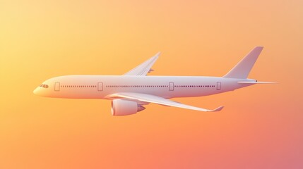 Airplane in Flight Against a Sunset Sky