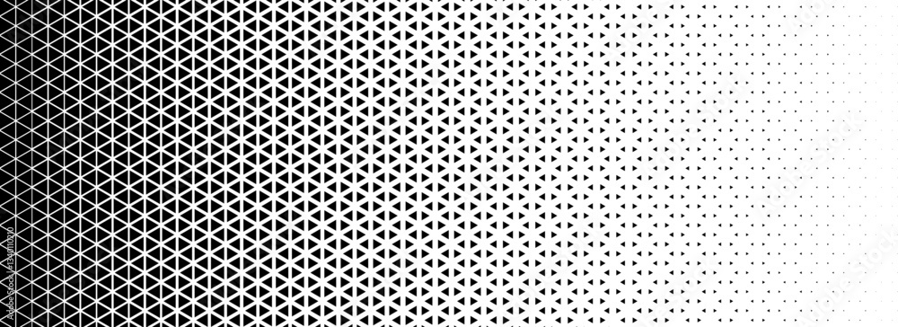 Fototapete triangle halftone gradient texture. geometric triangular tech pattern background. black abstract van