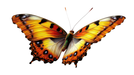 Beautiful butterfly with blue and yellow wings