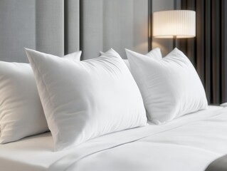 Contemporary Bedroom Interior with Plush White Pillows and Premium Bedding Creating Luxurious Hotel Style Comfort at Home