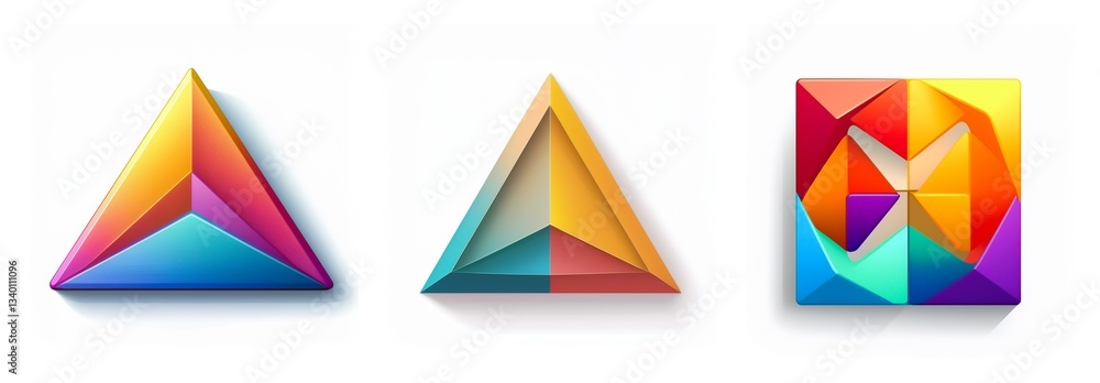 Aufkleber three geometric shapes are displayed: two triangles and a square. each shape is segmented with vibra