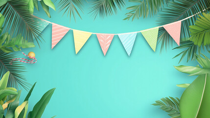 Christmas Party Bunting with Snowfall and Festive Lights &ndash; Holiday Celebration Background