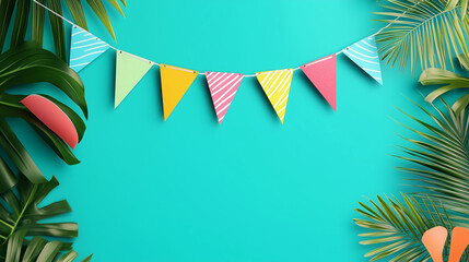 Pastel Party Bunting with Confetti &ndash; Soft Festive Celebration Background