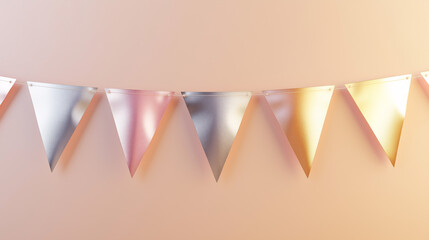 Pastel Party Bunting with Confetti – Soft Festive Celebration Background