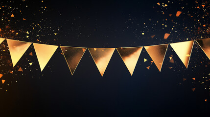 Christmas Party Bunting with Snowfall and Festive Lights – Holiday Celebration Background