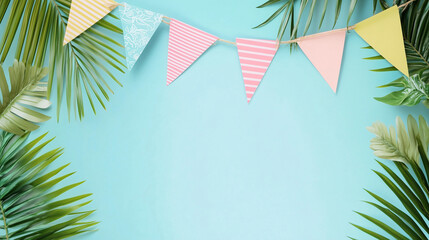 Pastel Party Bunting with Confetti – Soft Festive Celebration Background
