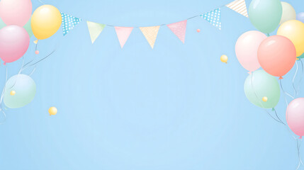 Pastel Party Bunting with Confetti – Soft Festive Celebration Background