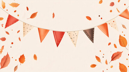 Autumn Party Banner with Falling Leaves – Festive Seasonal Decoration Illustration