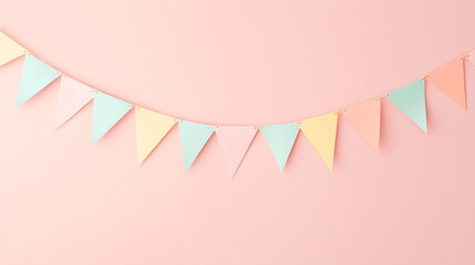 Pastel Party Bunting with Confetti – Soft Festive Celebration Background