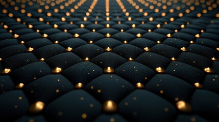 Fototapeta premium Dark navy blue quilted surface with golden accents