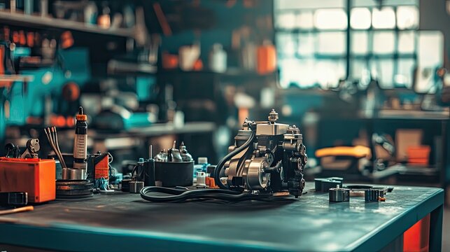A throttle body removed from a car, placed on a garage work table