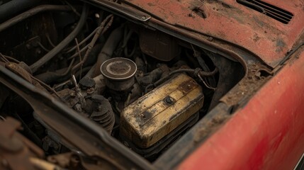 A worn-out engine mount causing misalignment of the engine components