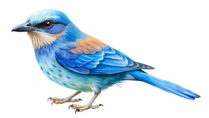 Cute Blue Bird isolated on white background illustration