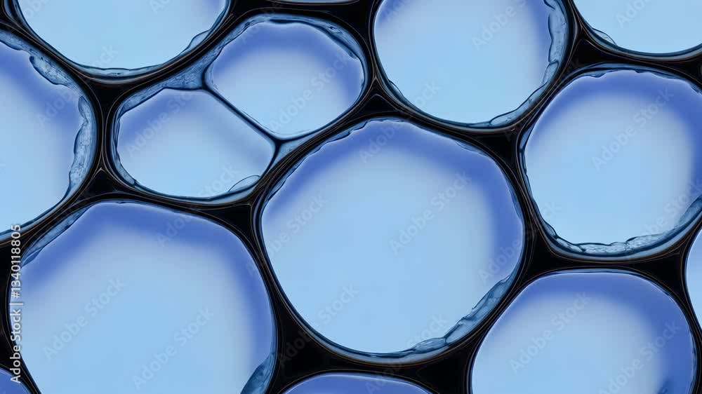 Poster abstract close-up of interconnected hexagonal bubbles