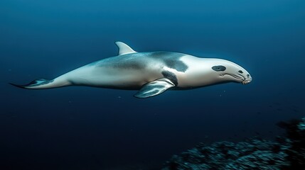 Fototapeta premium Underwater view of a unique dolphin