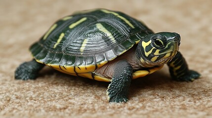 Obraz premium Small turtle with patterned shell