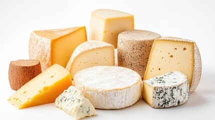 Fototapeta premium Gourmet Cheese Board Variety with Premium Selection of International Cheeses Professionally Arranged for Culinary Photography