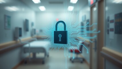 Digital Security Concept in Hospital Environment with Lock Symbol