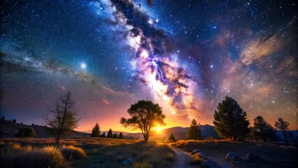 Fototapeta premium Milky Way Over Rural Landscape