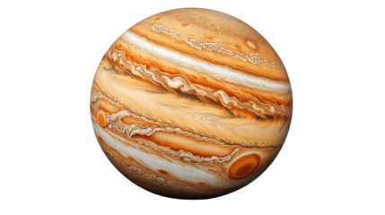 A large orange planet with a white stripe