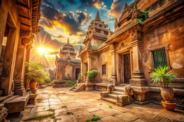Fototapeta premium Ancient Temple Complex at Sunset