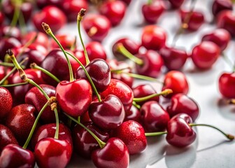 Freshly Harvested Cherries: Vibrant Red Minimalist Photo