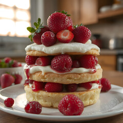 Un deliciosso pastel con deliciosas frutillas frescas