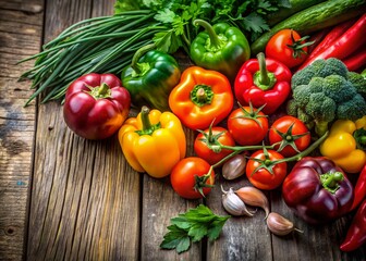 Fresh Organic Vegetables on Rustic Wooden Table - Healthy Farm-to-Table Produce
