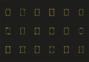 Golden Decorative Ornamental Borders Frames Set