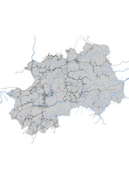 Vector map highway,building and waterway in aileu east Timor with black and white color