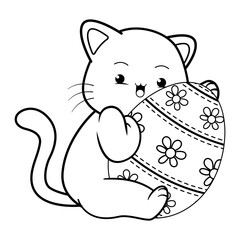 Fototapeta premium Easter coloring page with cat
