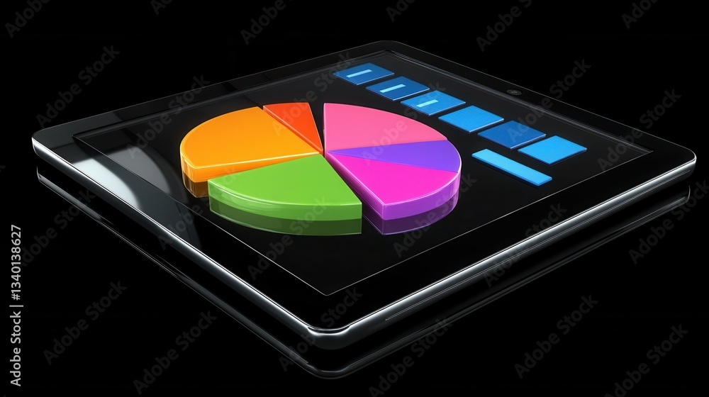 Poster digital device displays vibrant chart data for data analysis