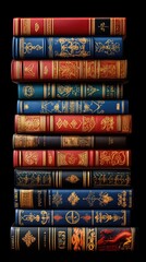 A Stack of Vintage Books with Ornate Covers