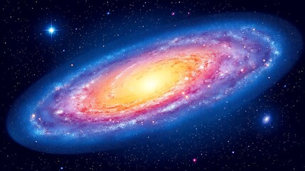 A Colorful Spiral Galaxy Is Seen In Deep Space