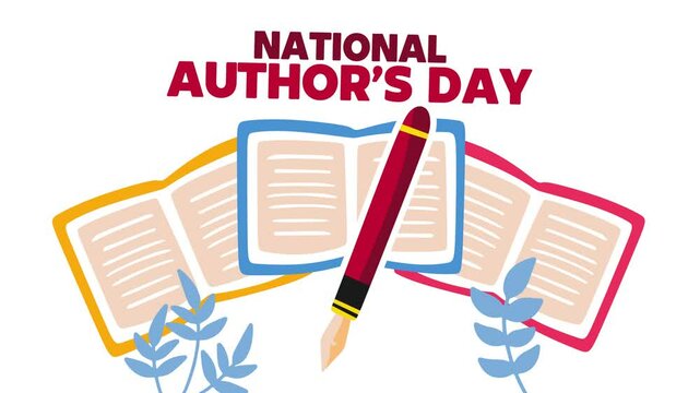 happy national author's day with a pen to write - Powered by Adobe