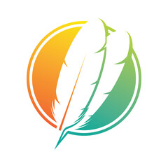 Feather vector logo design