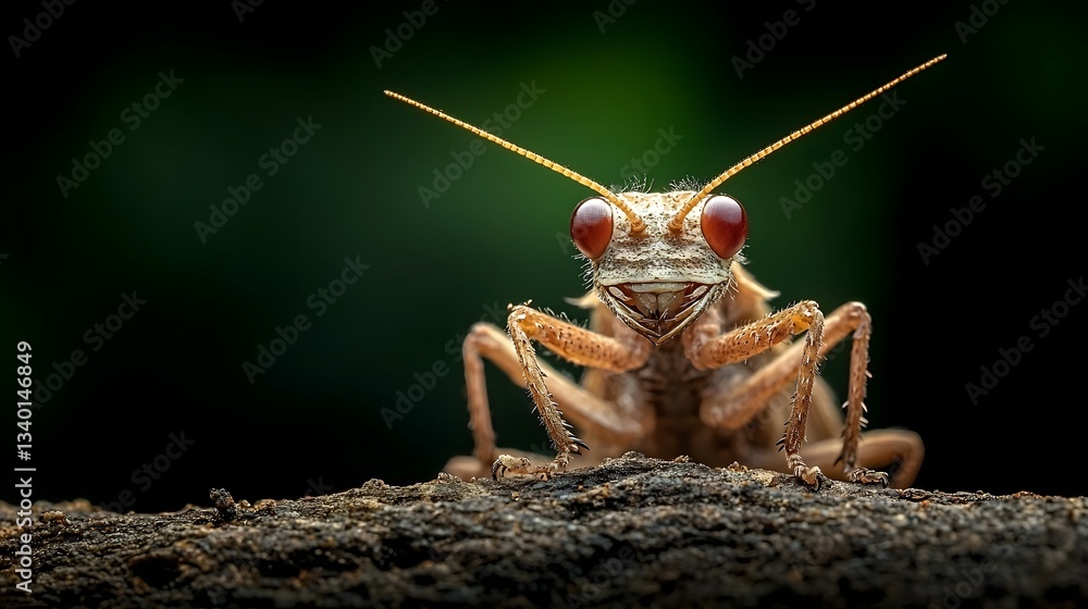 Poster camouflaged stick insect blending seamlessly into branch showcasing intricate natural patterns and m