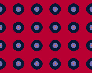 Geometric Pattern with Circular Motifs on Red Background