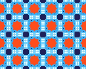 Vibrant Geometric Pattern with Red and Blue Squares