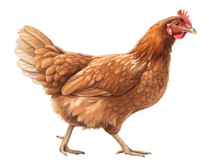 Fototapeta premium Full body of brown chicken hen standing isolated transparent background
