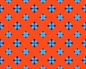 Blue Diamond Pattern on Orange Background