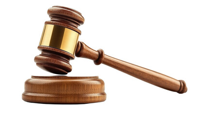 wooden gavel on white background