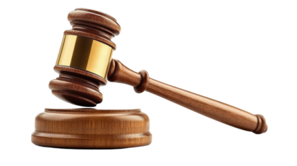 wooden gavel on white background