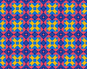 Colorful Geometric Pattern with Stars and Squares