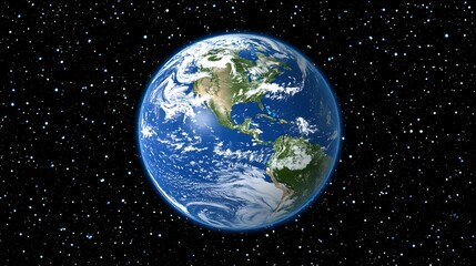 A vibrant depiction of planet earth floating in space