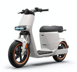 Obraz premium Elegant Electric Scooter Design Showcasing Modern Transportation Aesthetics, a pristine white electric scooter embodying urban mobility and sleek design, the image highlights its clean lines, integrat