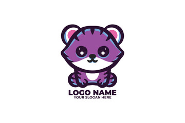 flat design logo featuring a small, chibi style tiger