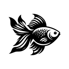 Stylized Goldfish Design in Black and White