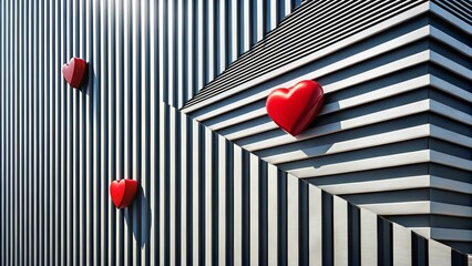 Geometric Heart Pattern: Monochrome Abstract Texture for Design